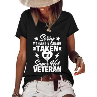 Sorry My Heart Is Already Taken By A Super Hot Veteran Graphic Design Printed Casual Daily Basic Women's Short Sleeve Loose T-shirt - Thegiftio UK