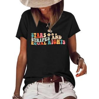 Stars Stripes And Equal Rights 4Th Of July Womens Right Women's Short Sleeve Loose T-shirt - Seseable