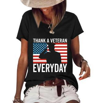 Thank A Veteran Everyday Memorial Day Veterans Day Flag Gift Women's Short Sleeve Loose T-shirt - Monsterry CA