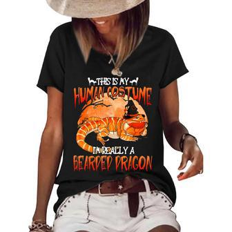 This Is My Human Costume Bearded Dragon Witch Halloween Women's Short Sleeve Loose T-shirt - Seseable