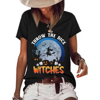 Throw The Dice Witches Bunco Party Funny Halloween Costume Women's Short Sleeve Loose T-shirt - Seseable