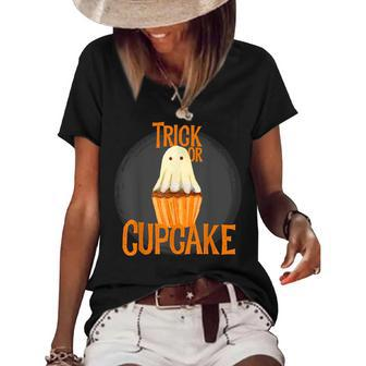 Trick Or Treat Cupcake Halloween Costume Candy Gift Women's Short Sleeve Loose T-shirt - Seseable