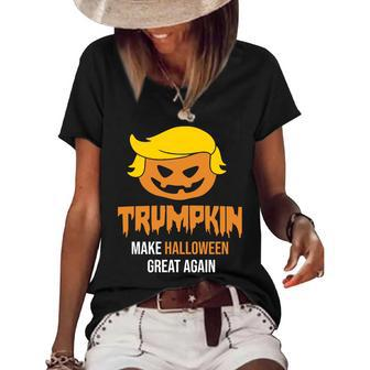 Trumpkin Make Halloween Great Again Funny Pro Trump Graphic Design Printed Casual Daily Basic Women's Short Sleeve Loose T-shirt - Thegiftio UK