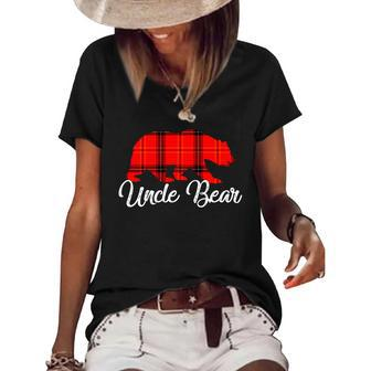 Uncle Bear Plaid Buffalo Women's Short Sleeve Loose T-shirt - Monsterry