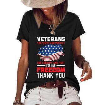 Veterans You Serve And Protect Our Country Memorial Day Gift Women's Short Sleeve Loose T-shirt - Monsterry CA