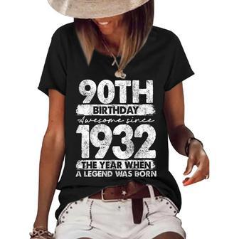 Vintage 1932 Limited Edition 1932 90 Years Old 90Th Birthday Women's Short Sleeve Loose T-shirt - Seseable