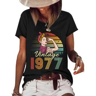 Vintage 1977 Limited Edition 1977 45Th Birthday 45 Years Old Women's Short Sleeve Loose T-shirt - Seseable