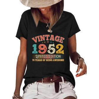 Vintage Limited Edition 1952 70 Years Of Being Awesome Birthday Graphic Design Printed Casual Daily Basic Women's Short Sleeve Loose T-shirt