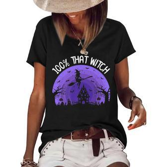 Vintage Retro 100 Percent That Witch Halloween Women's Short Sleeve Loose T-shirt - Seseable