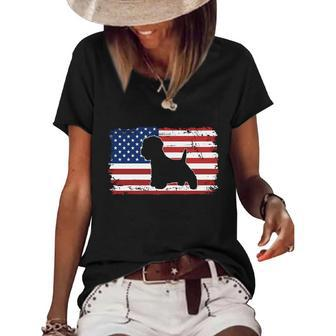 Vintage West Highland White Terrier Dog Us American Flag Gift Women's Short Sleeve Loose T-shirt - Monsterry DE