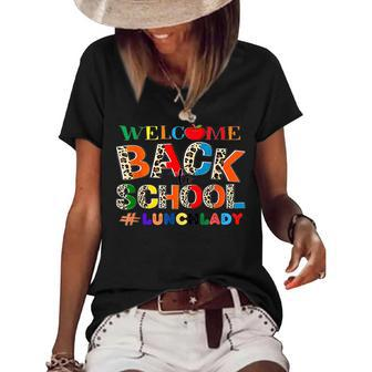 Welcome Back To School Lunch Lady Leopard Back To School Women's Short Sleeve Loose T-shirt - Thegiftio UK