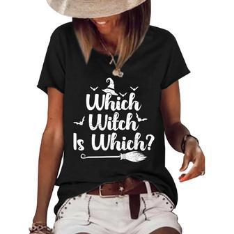 Which Witch Is Which Funny Halloween English Grammar Teacher V2 Women's Short Sleeve Loose T-shirt - Seseable