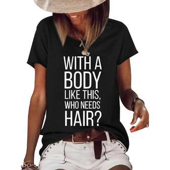 Who Needs Hair V2 Women's Short Sleeve Loose T-shirt - Seseable