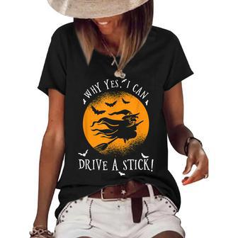 Why Yes I Can Drive A Stick For A Halloween Witch Women's Short Sleeve Loose T-shirt - Seseable