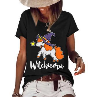 Witchicorn Lazy Diy Halloween Costume Cute Unicorn Witch Women's Short Sleeve Loose T-shirt - Seseable