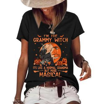 Women Vintage Cute Grammy Witch Halloween Costume 2021 Idea Women's Short Sleeve Loose T-shirt - Seseable
