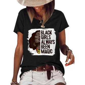 Womens Black Girl Magic Black History Month Blm Melanin Afro Queen V2 Women's Short Sleeve Loose T-shirt - Seseable