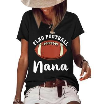 Womens Flag Football Nana Matching Family Matching Football Women's Short Sleeve Loose T-shirt - Thegiftio UK