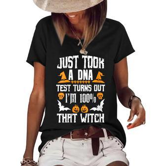Womens Funny I Just Took A Dna Test Im 100 That Witch Halloween Women's Short Sleeve Loose T-shirt - Seseable