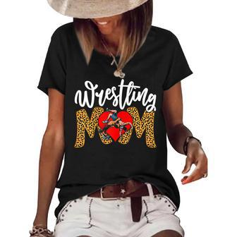 Womens Funny Leopard Wrestling Mom Sport Love Mothers Day Women's Short Sleeve Loose T-shirt - Thegiftio UK