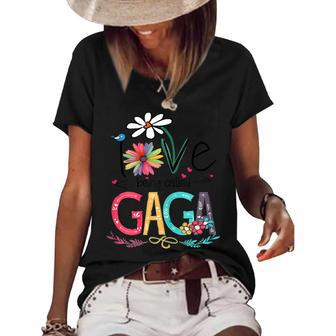 Womens I Love Being Called Gaga Sunflower Mothers Day Women's Short Sleeve Loose T-shirt - Thegiftio UK