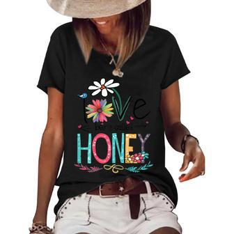 Womens I Love Being Called Honey Sunflower Mothers Day Women's Short Sleeve Loose T-shirt - Thegiftio UK