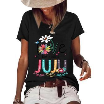 Womens I Love Being Called Juju Sunflower Mothers Day Women's Short Sleeve Loose T-shirt - Thegiftio UK