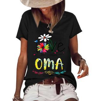 Womens I Love Being Called Oma Sunflower Mothers Day Gift Women's Short Sleeve Loose T-shirt - Thegiftio UK