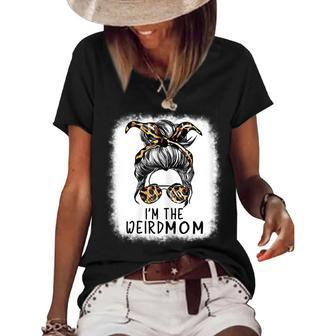 Womens Im The Weird Mom Messy Bun Weird Mom Builds Character Women's Short Sleeve Loose T-shirt - Thegiftio UK