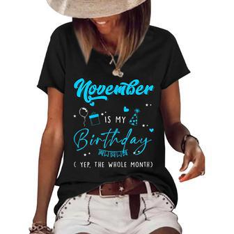 Womens Queen Was Born In November Happy Birthday Gifts For Womens Women's Short Sleeve Loose T-shirt - Thegiftio UK