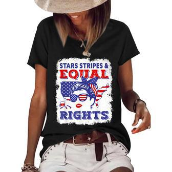 Womens Right Pro Choice Feminist Stars Stripes Equal Rights Women's Short Sleeve Loose T-shirt - Seseable