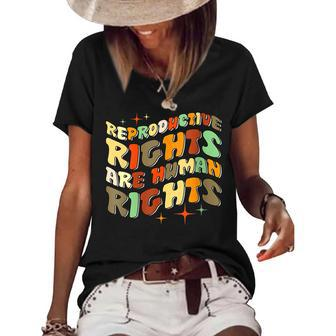 Womens Stars Stripes Reproductive Rights Are Human Rights Women's Short Sleeve Loose T-shirt - Thegiftio UK