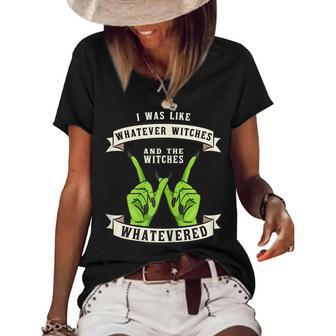Womens Whatever Witches Witch Wiccan Costume Funny Halloween Gifts Women's Short Sleeve Loose T-shirt - Seseable