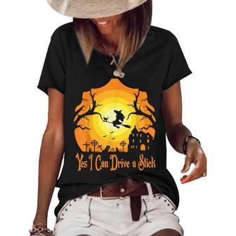 Yes I Can Drive A Stick - Halloween Funny Witch Women's Short Sleeve Loose T-shirt - Seseable
