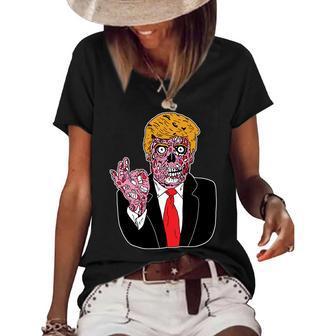 Zombie Donald Trump Funny Halloween Graphic Design Printed Casual Daily Basic Women's Short Sleeve Loose T-shirt - Thegiftio UK