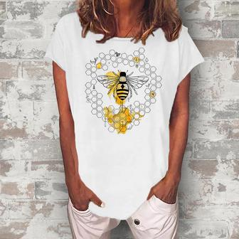 Bee Lover Beekeeper Queen Bee Beekeeping Funny Lover Women's Loosen Crew Neck Short Sleeve T-Shirt - Thegiftio UK