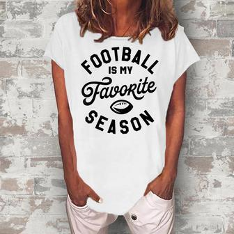 Football Is My Favorite Season Football Mom Game Day Women's Loosen Crew Neck Short Sleeve T-Shirt - Thegiftio UK