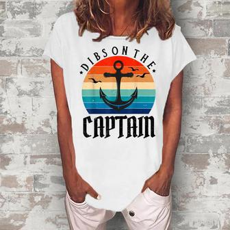 Funny Captain Wife Dibs On The Captain V11 Women's Loosen Crew Neck Short Sleeve T-Shirt - Thegiftio UK