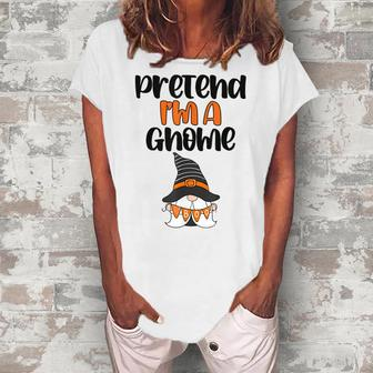 Pezo Pretend Im Gnome Funny Gnome Witch Autumn Halloween Women's Loosen Crew Neck Short Sleeve T-Shirt - Thegiftio UK