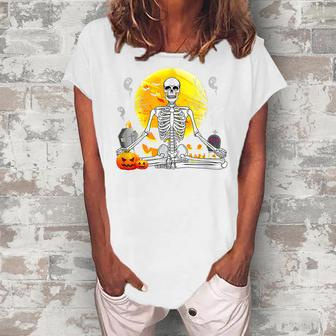 Vintage Yoga Meditating For Men And Women Yoga Pumpkin Women's Loosen Crew Neck Short Sleeve T-Shirt - Thegiftio UK
