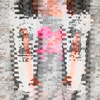 Womens Awareness Pig In October We Wear Pink Breast Cancer Women's Loosen Crew Neck Short Sleeve T-Shirt - Thegiftio