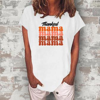 For Mom Thankful Mama Fall Autumn Women's Loosen T-shirt - Seseable
