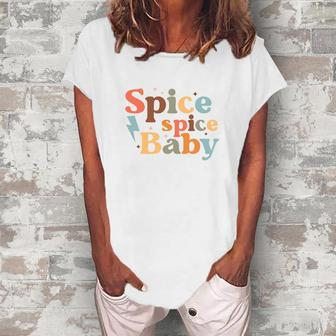 Spice Spice Baby Fall Retro Thanksgiving Quotes Autumn Season Women's Loosen T-shirt - Seseable