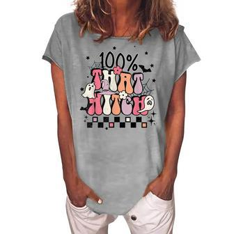 100 That Witch Spooky Season Pumpkin Season Boo Halloween Women's Loosen T-shirt - Seseable