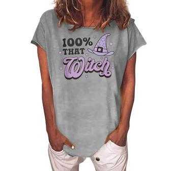 100 That Witch Witchy Woman Witch Vibes Halloween Women's Loosen T-shirt - Seseable
