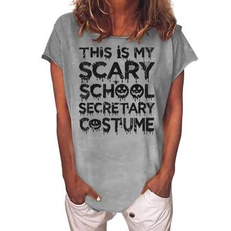 This Is My Scary School Secretary Costume Funny Halloween  Women's Loosen Crew Neck Short Sleeve T-Shirt