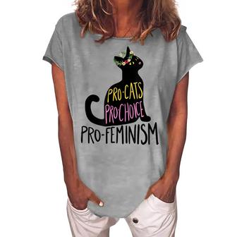Pro Cats Pro Choice Pro Feminism Black Cat Lover Feminist  Women's Loosen Crew Neck Short Sleeve T-Shirt