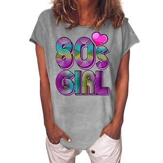 80S Girl Birthday Party Costume Retro Vintage Women V2 Women's Loosen T-shirt - Seseable