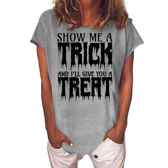 Adult Halloween Costume Party Show Me A Trick Women's Loosen T-shirt - Seseable