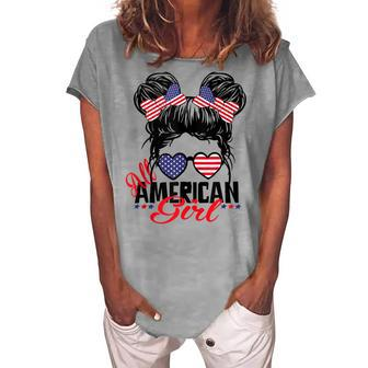 All American Girl Independence 4Th Of July Patriotic Women's Loosen T-shirt - Seseable